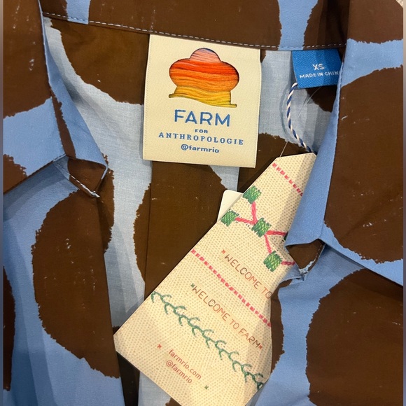 Anthropologie Farm Rio Short Sleeve Bow Front Mini Dress - Picture 3 of 5